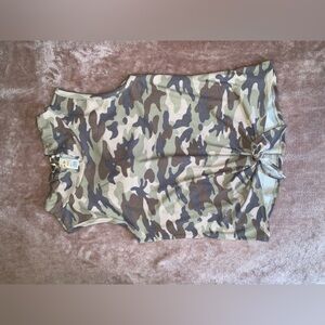 Camo Hooded Cheetah Print Tank Top